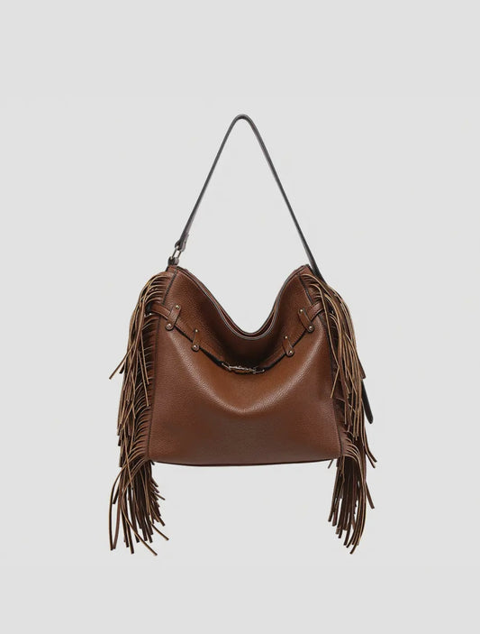 Eva Fringe Shoulder Bag - Brown