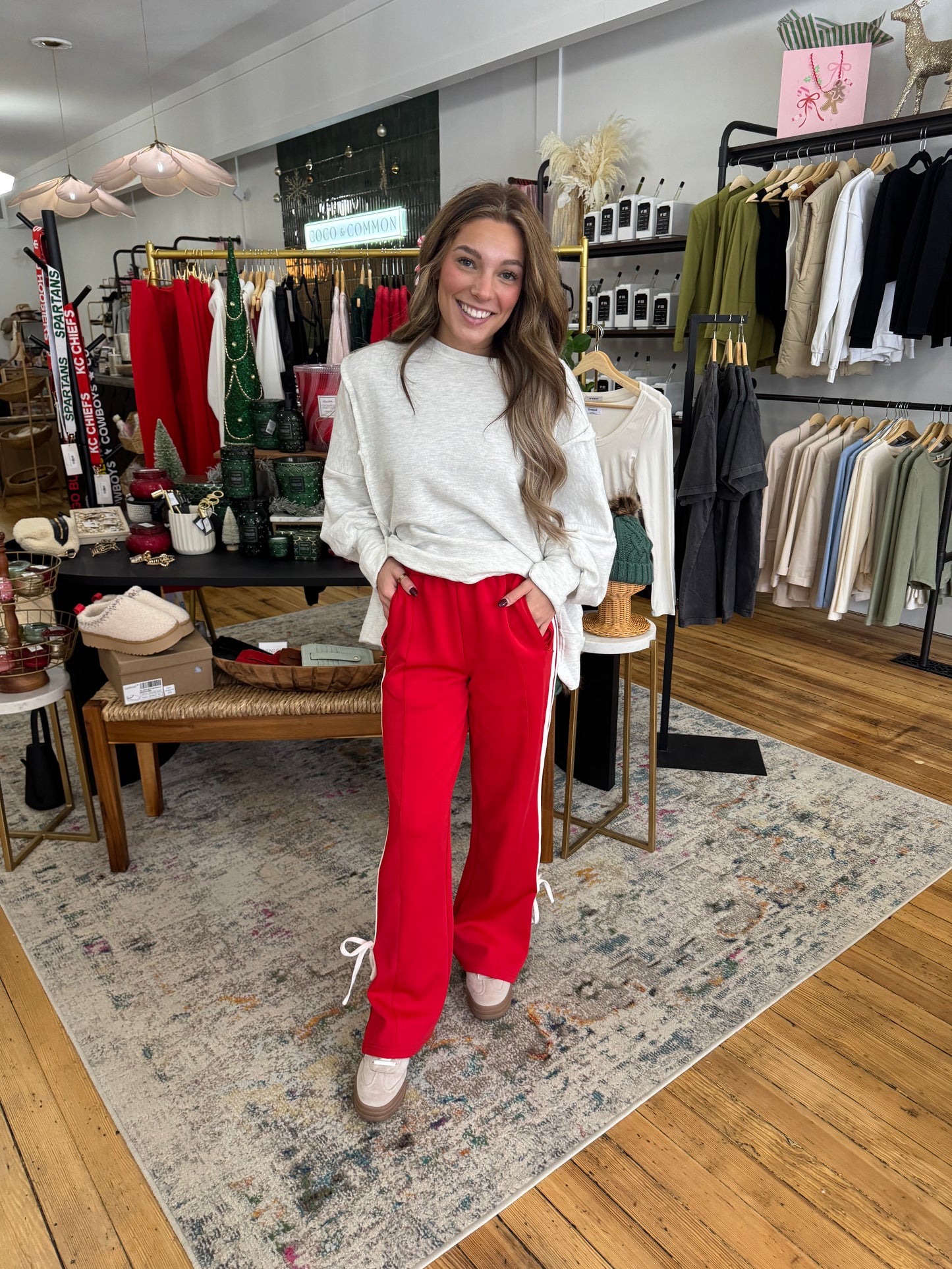 Bow Track Pants - Red