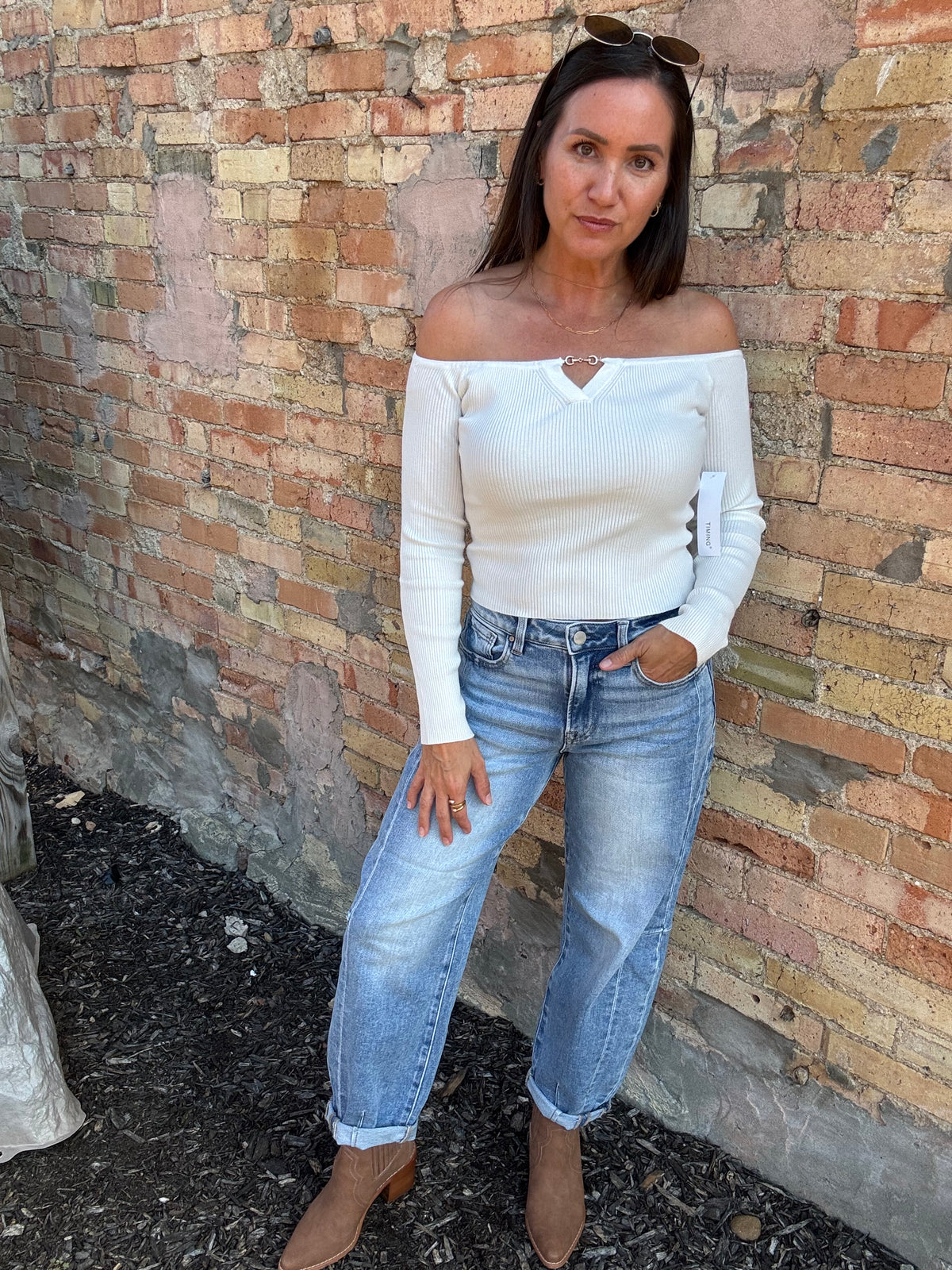 Delaney Horsebit Top - Ivory