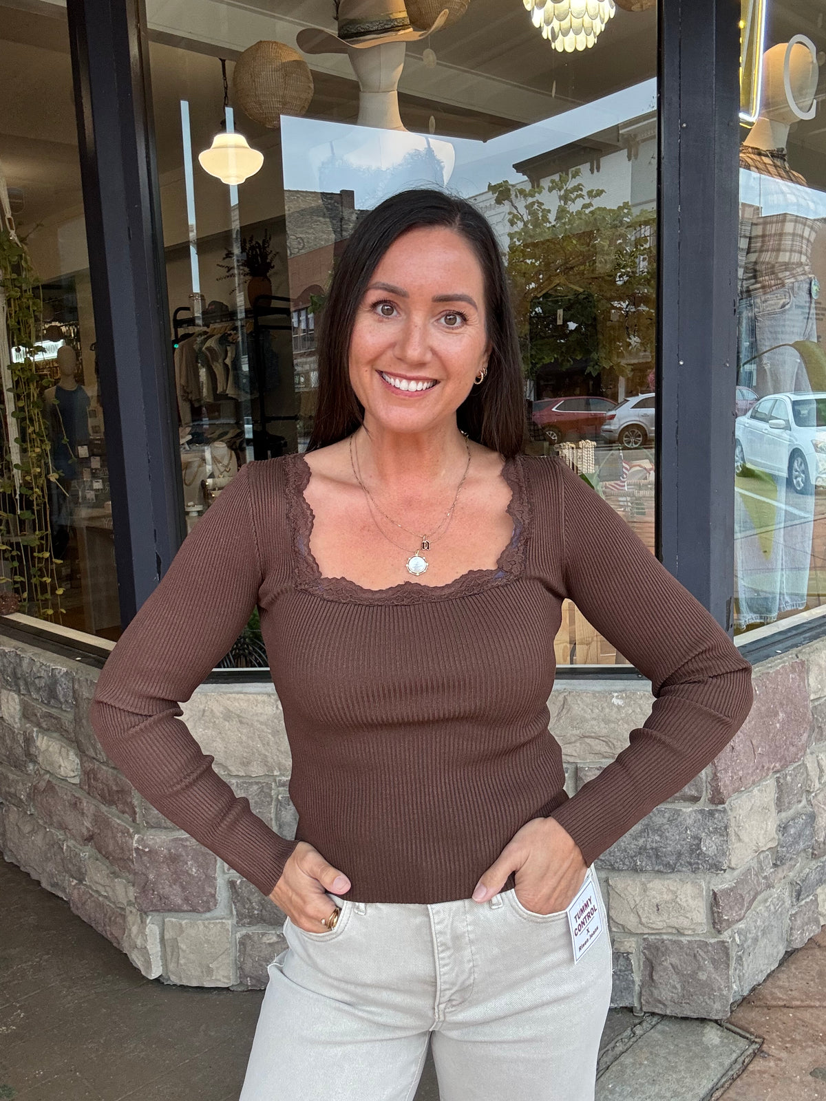 Soft Spoken Square Top - Brown