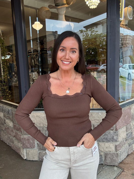 Soft Spoken Square Top - Brown