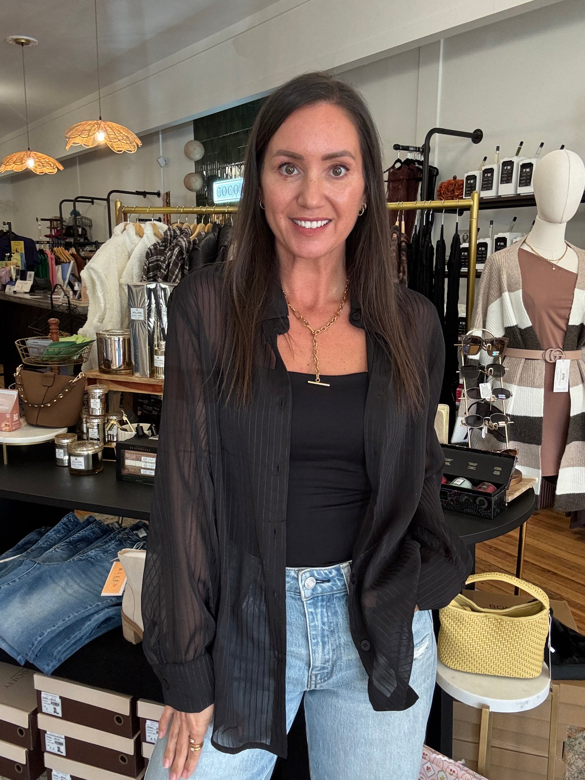 After Hours Sheer Button Down