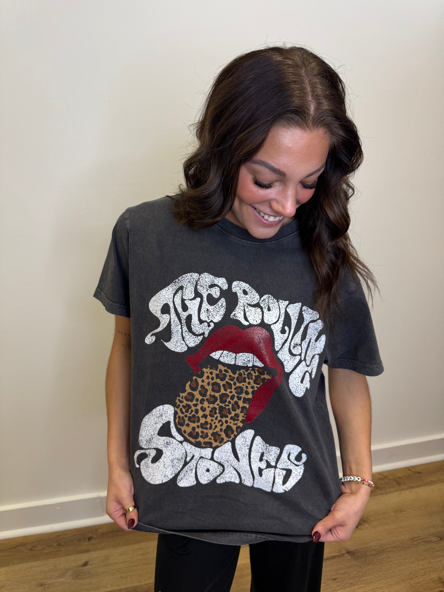 The Rolling Stones Leopard Words Smoke Licensed Hi-Dive Tee