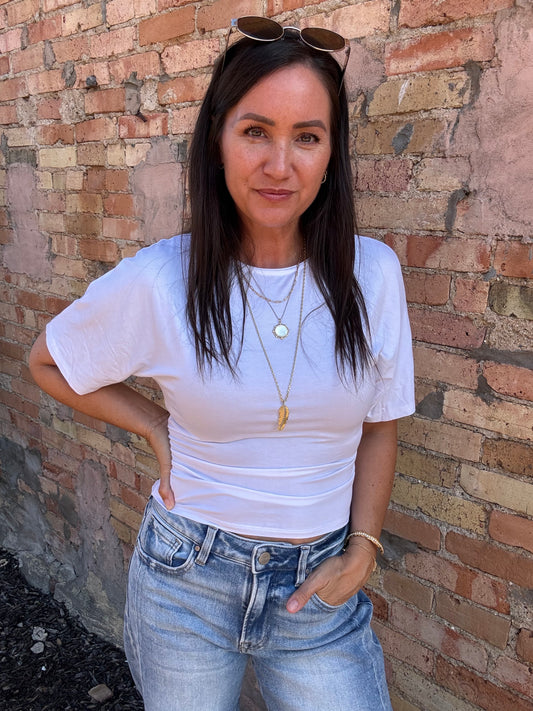 Tessa Ruched Top - White
