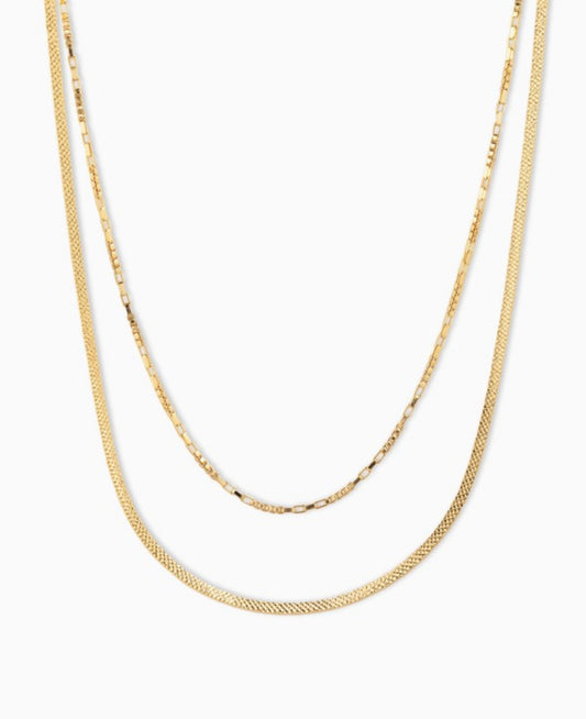 Layered Box Necklace - Gold