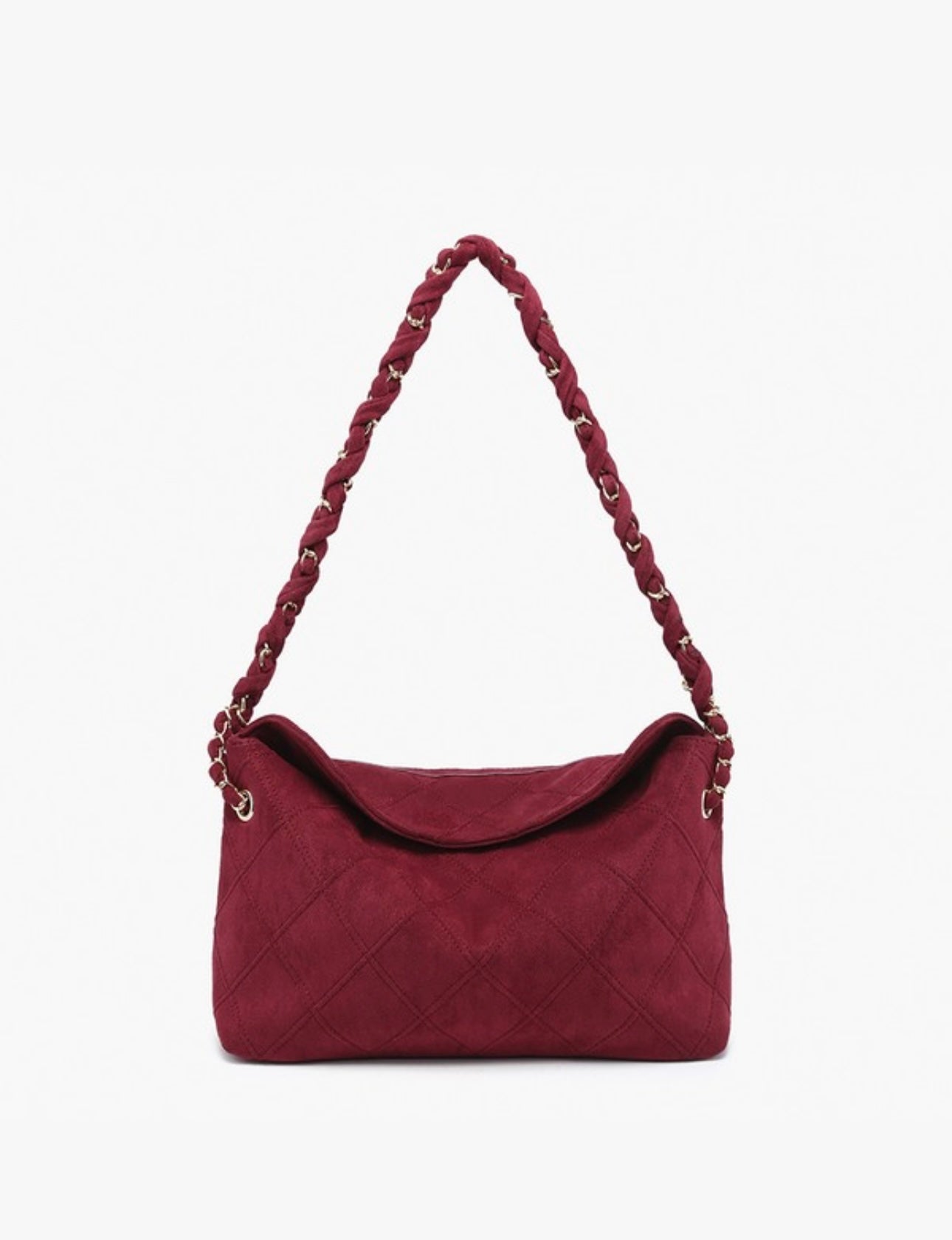 Dominique Suede Shoulder Bag-Wine