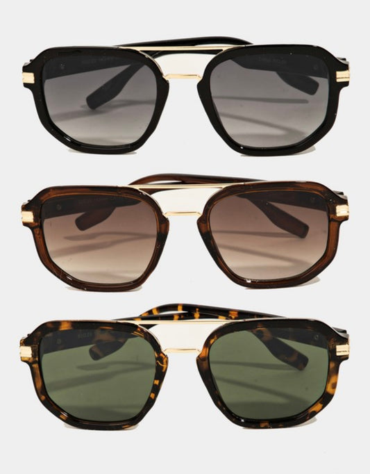 Acetate and Metallic Aviator Sunglasses