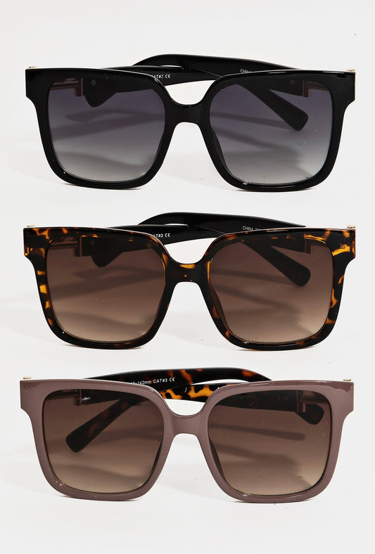 Metallic Joint Large Square Sunglasses