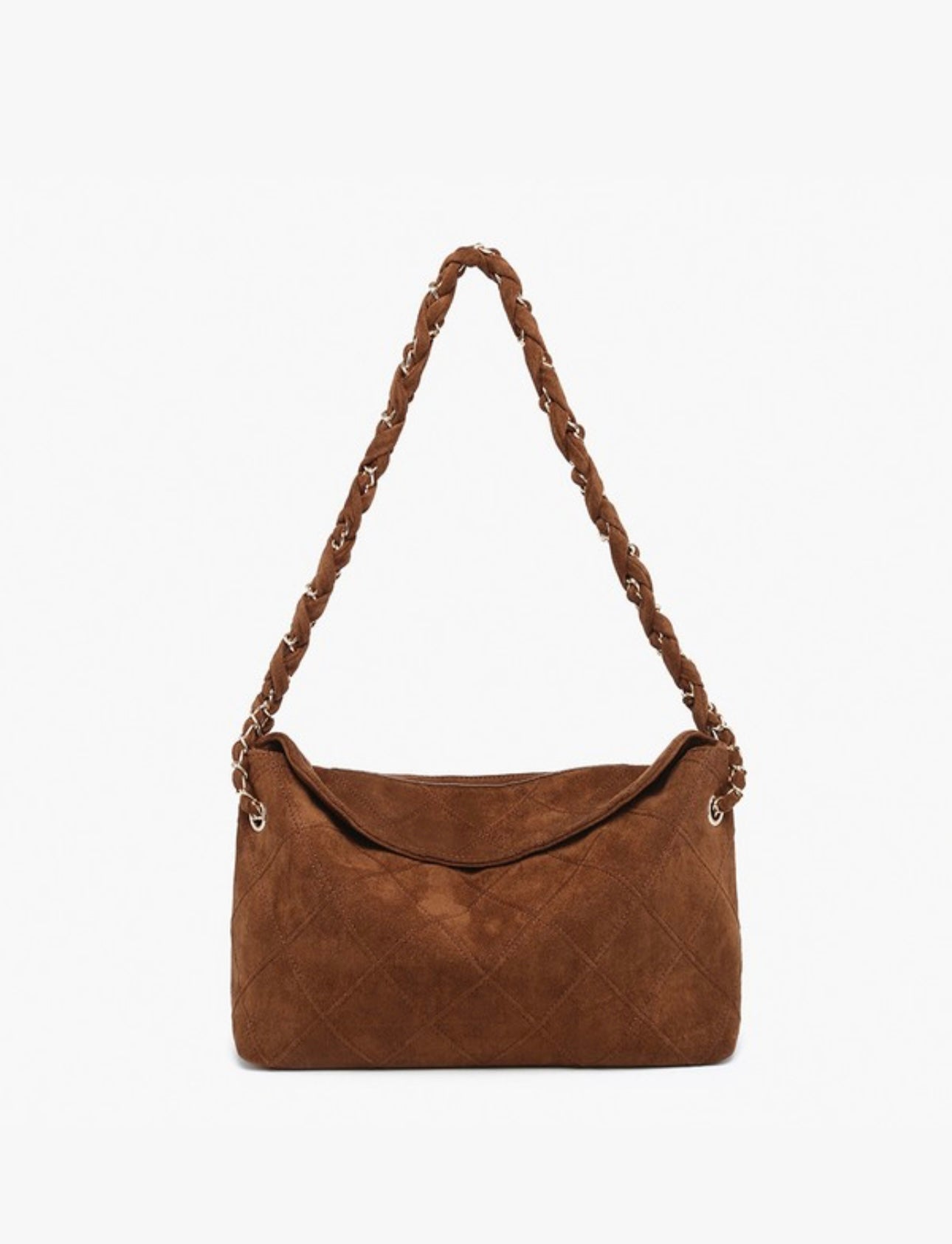 Dominique Suede Shoulder Bag-Brown