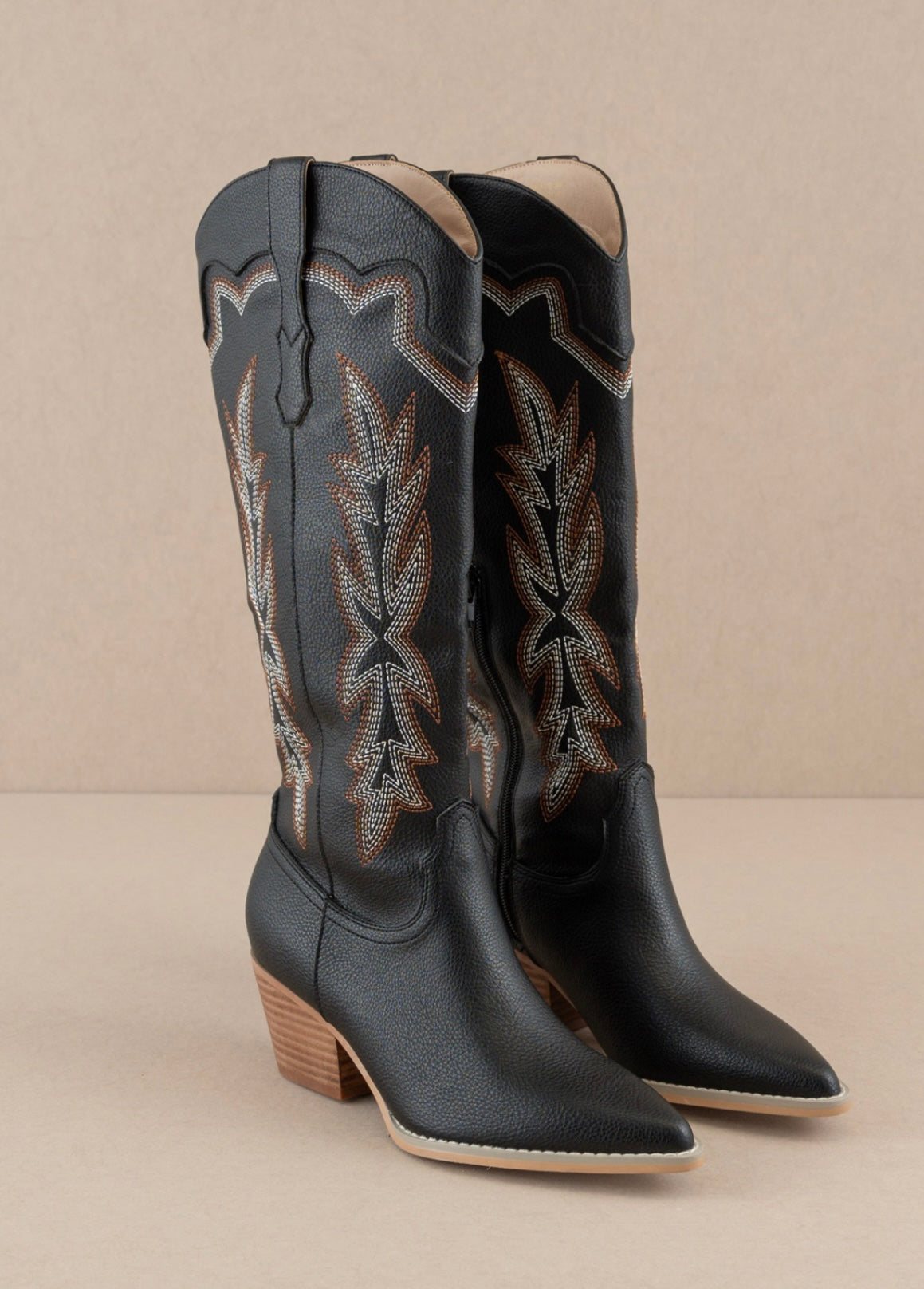 Aisley Embroidered Cowgirl Boots-Black