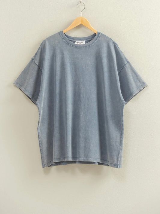 Oversized Boyfriend Tee- Dusty Navy