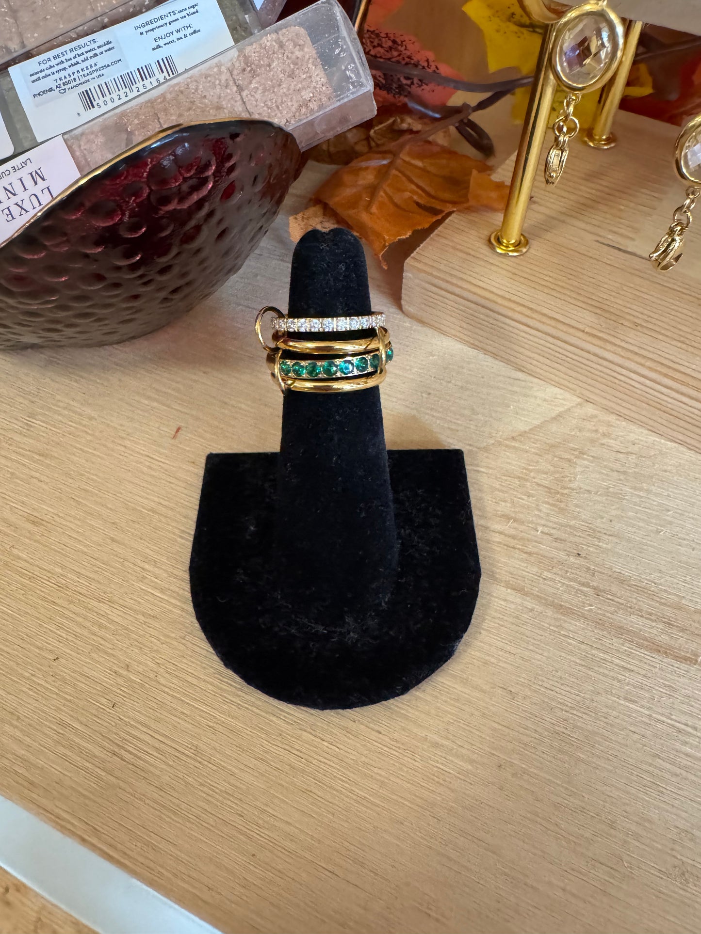 Luxe Layer Ring Stack - Emerald
