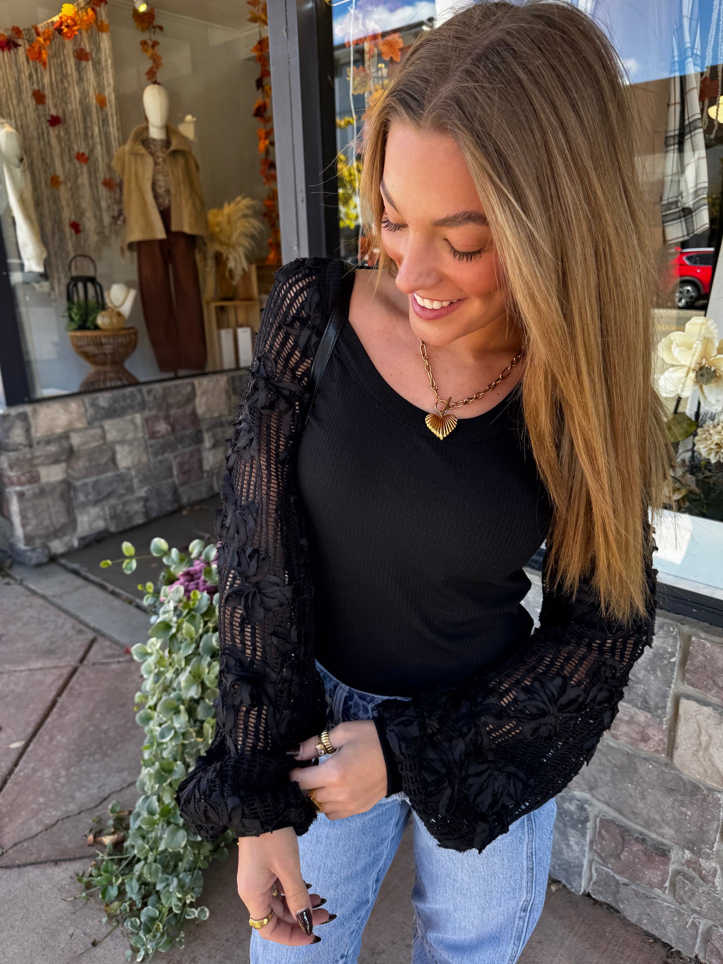 The Emery Lace Sleeve Top