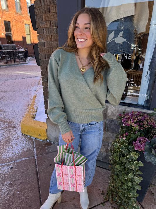 The Sunday Wrap Sweater – Sage