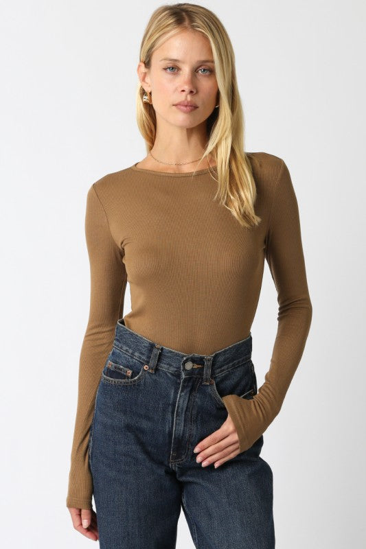 Chestnut Ribbed Bodysuit
