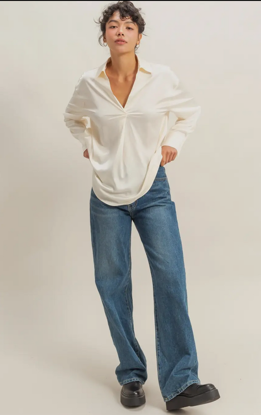 Ivory Ease Drape Top