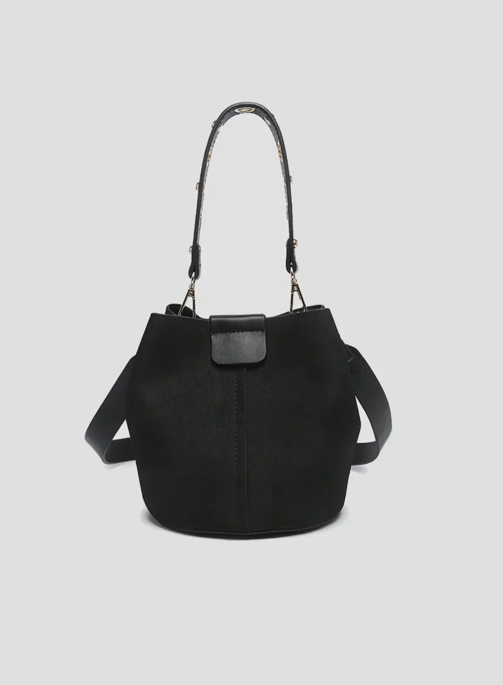 Farrah Suede Bucket Bag - Black
