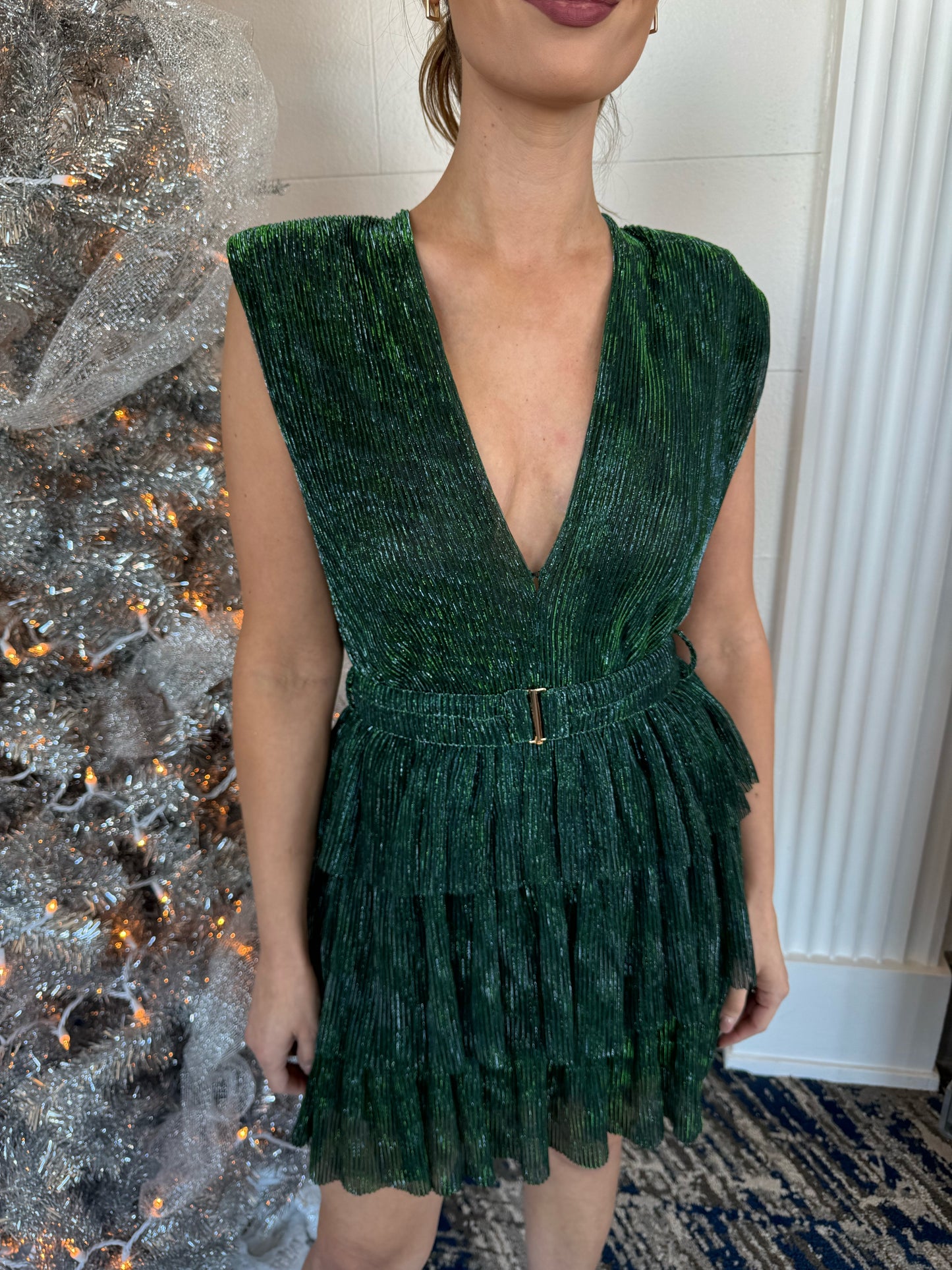 Plunging Green Dress