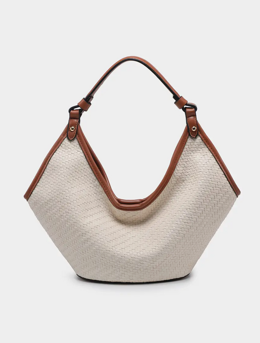 Jade Textured Bag | Cream & Cognac