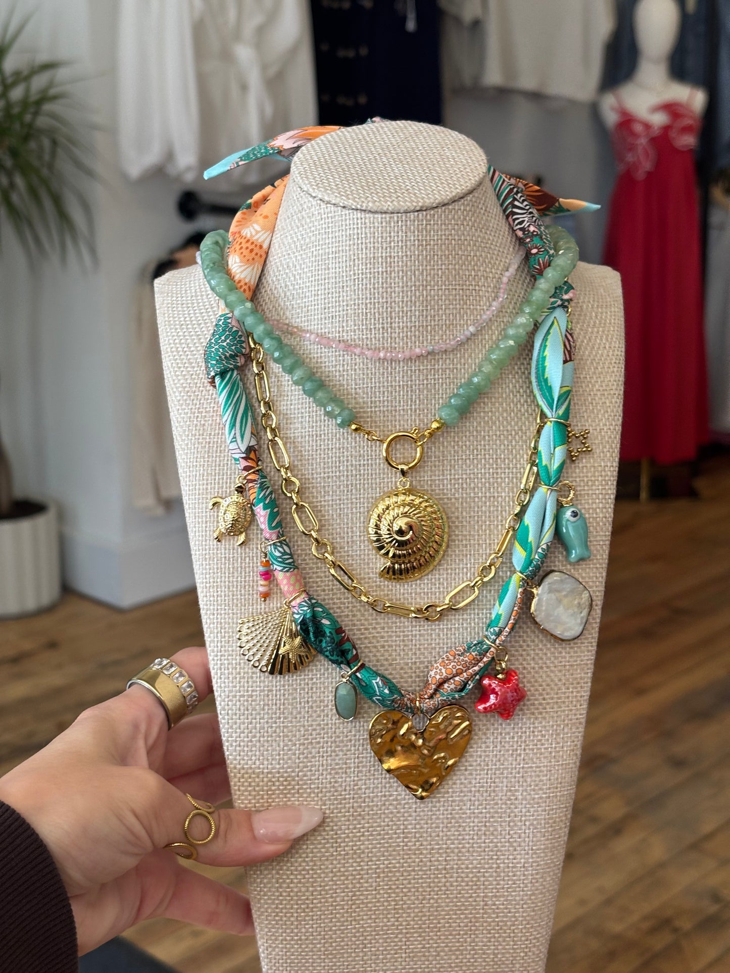 Seafoam Anchor Necklace