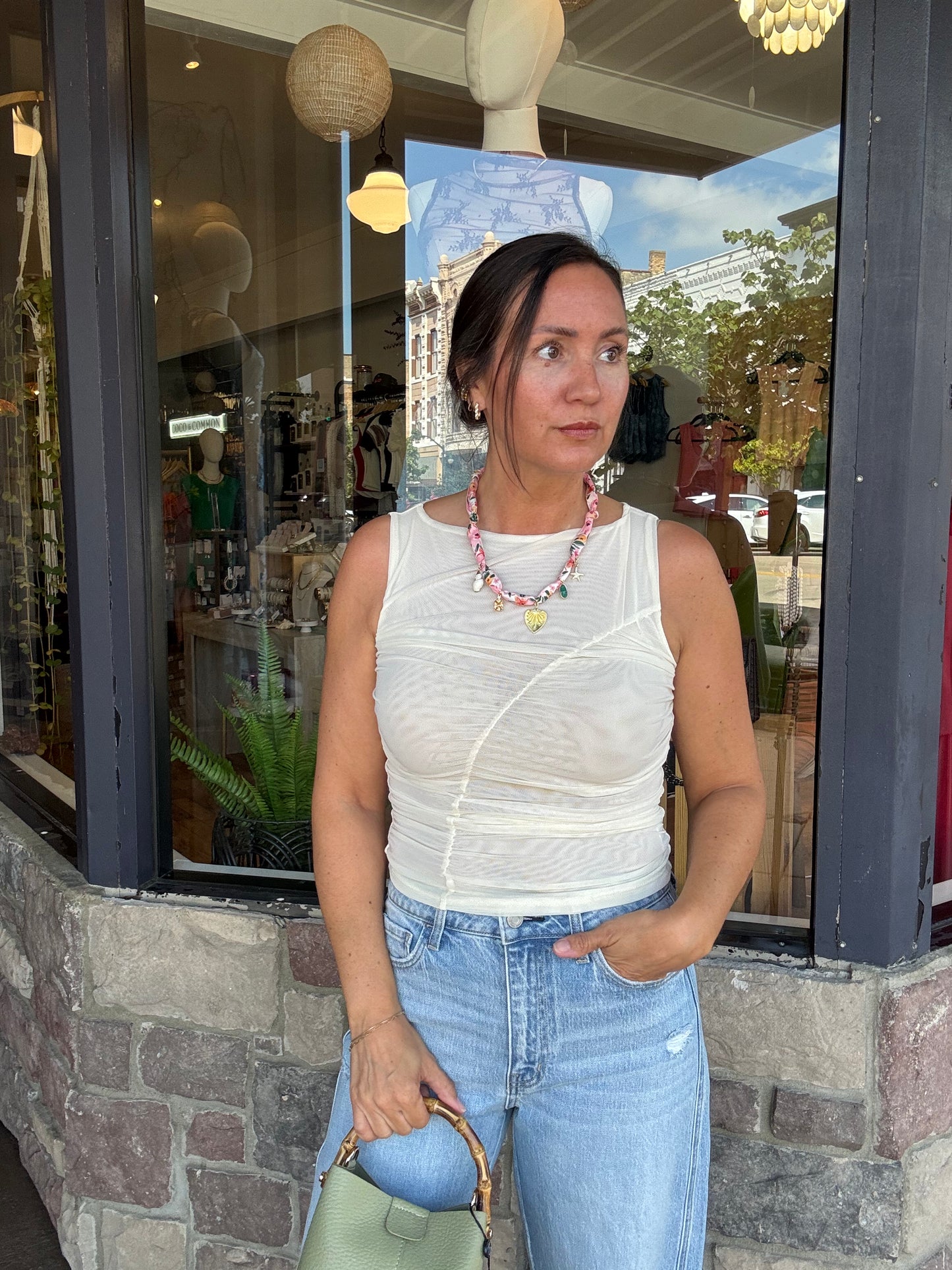 Lisa Mesh Tank Ivory