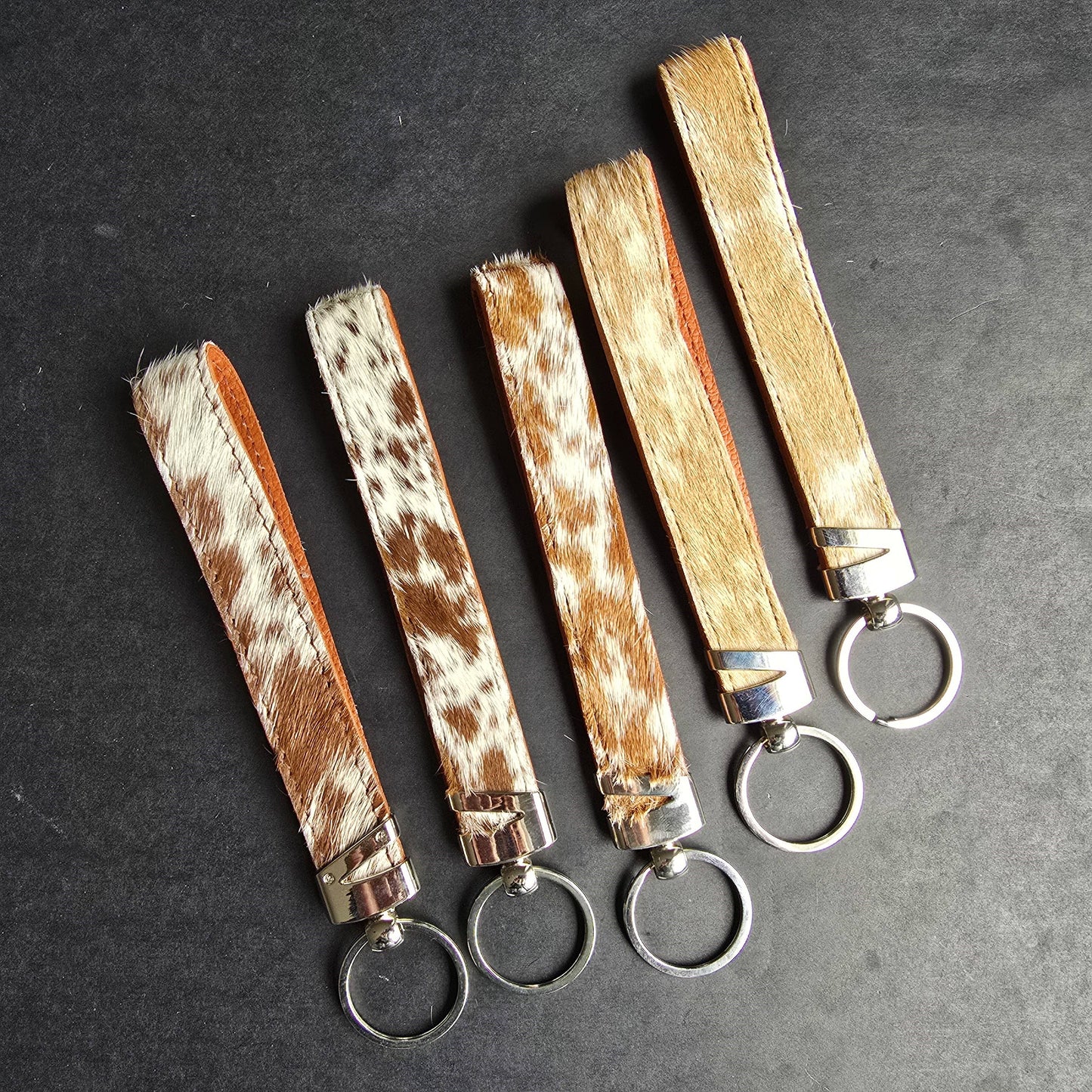 Genuine Cowhide Keychain |Tan