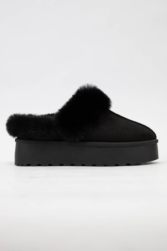 Midnight Plush Platform Slipper