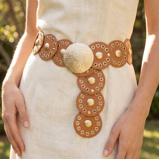 Oval Disc Belt | Gold & Rust