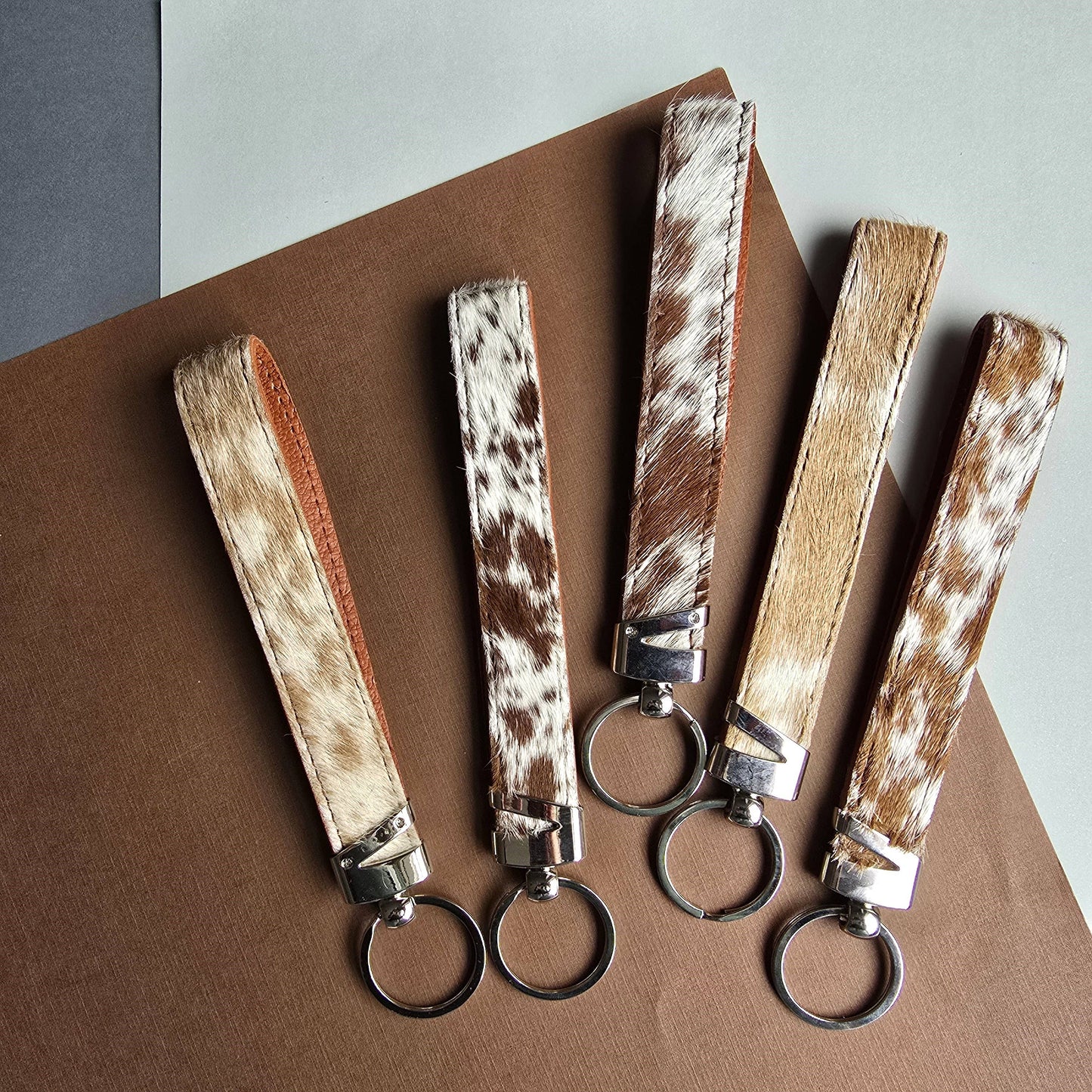 Genuine Cowhide Keychain |Tan