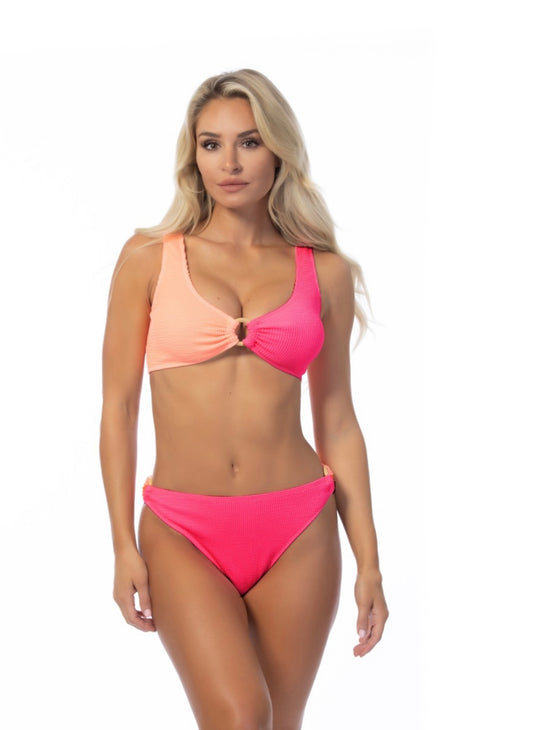 Pink & Peachy High Waisted Swimsuit Bottoms