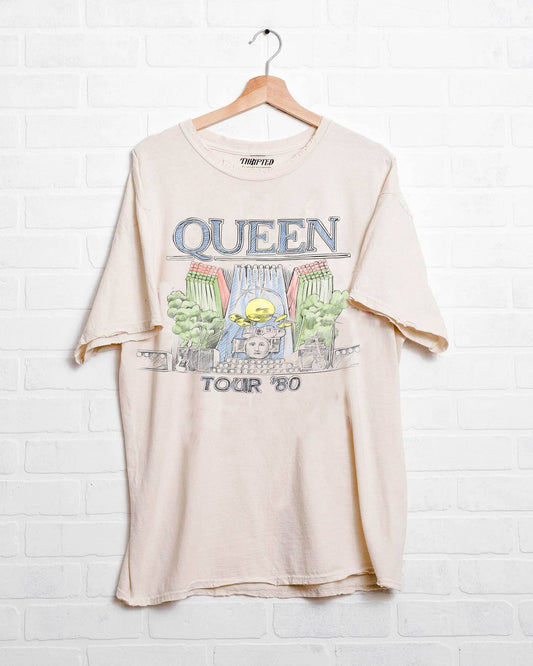 Queen 1980 Tour Off White Thrifted Tee