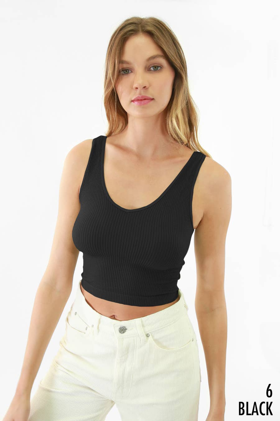 Reversible Ribbed Crop Top - Black