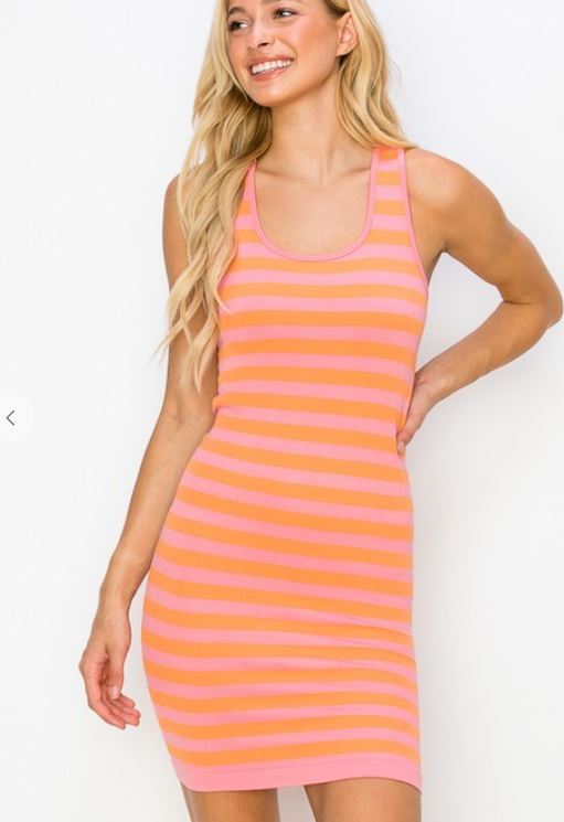 Stripe Coral Dress